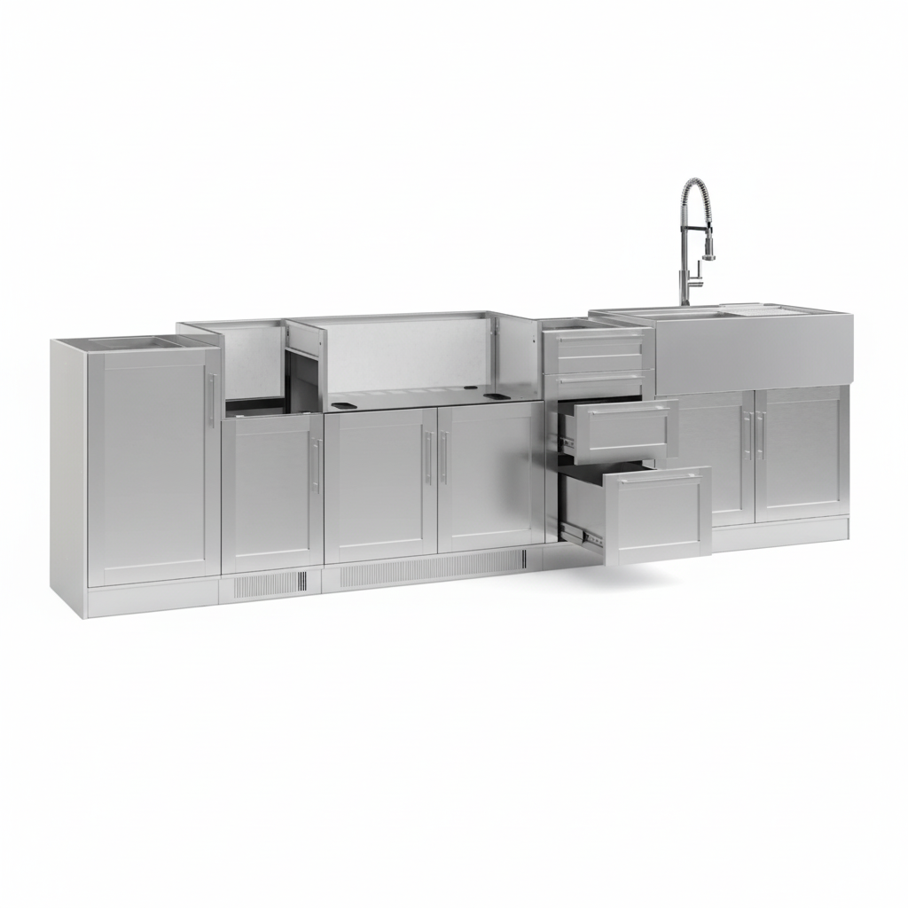 Signature Series 7PC Custom Outdoor Kitchen · 304 Stainless Steel · Shaker Door