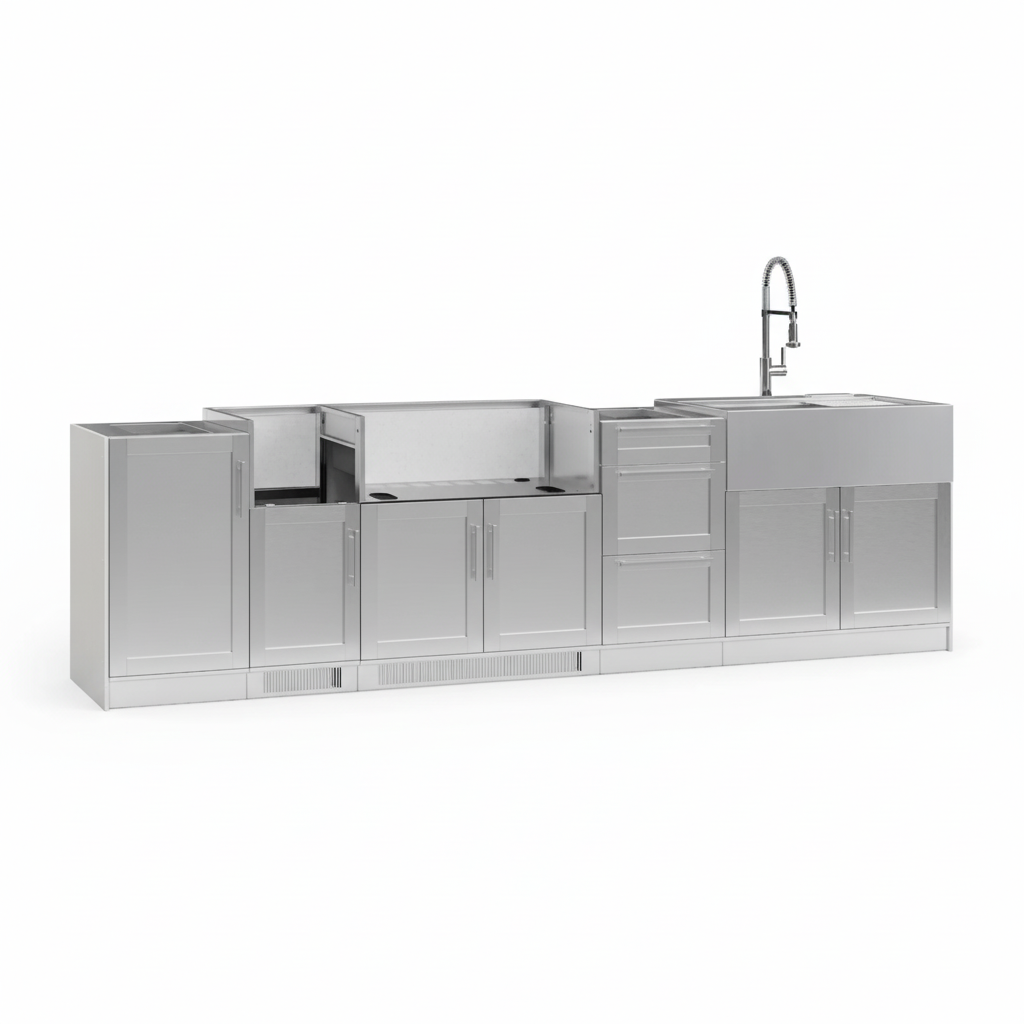 Signature Series 7PC Custom Outdoor Kitchen · 304 Stainless Steel · Shaker Door